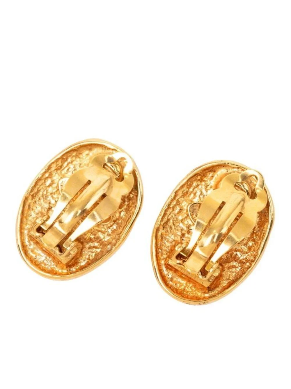 Chanel Vintage CC Logo Earrings Gold Plated